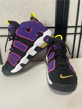 Nike Air More Uptempo GS Purple Yellow Black Youth 5Y Basketball Shoes